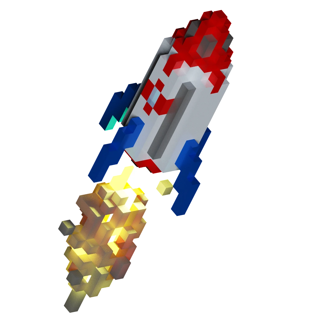 Pixelated rocket being launched
